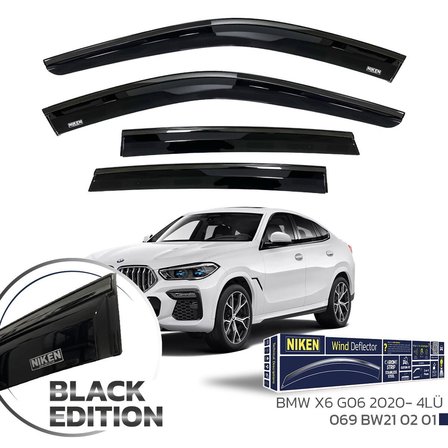 Niken Bmw G06 X6 Cam Rüzgarlığı Siyah Kromlu 4'Lü 2020+ Sonrası Uyumlu