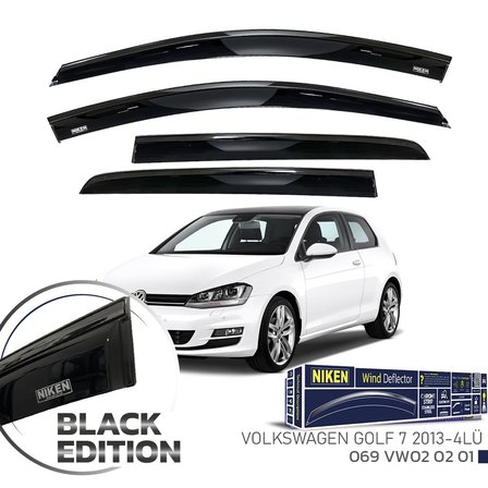 Niken Volkswagen Golf 6 Cam Rüzgarlığı Siyah Kromlu 4'lü 2009-2013 Arası Uyumlu