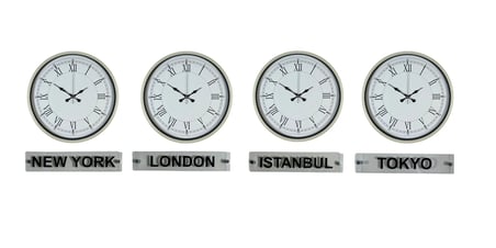 Elegant Krem 4’lü 36 Cm Tabelalı Dünya Saatleri iegxx