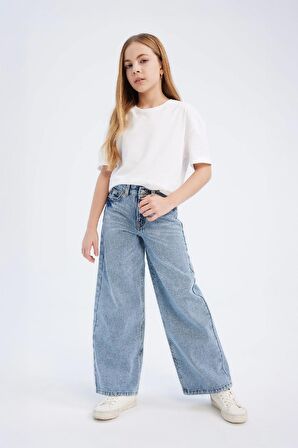 Kız Çocuk Wide Leg Geniş Paça Jean Pantolon