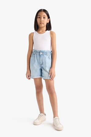 DeFacto Kız Çocuk Paperbag Jean Şort B8113A825SMNM63
