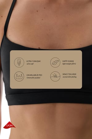 LYCRA Siyah Cream Hafif Destek Çıkarılabilir Pedli Racerback Spor Sütyeni