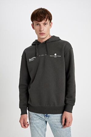 DeFacto Boxy Fit Kapüşonlu Sırt Baskılı Sweatshirt C6147AX24AUAR221