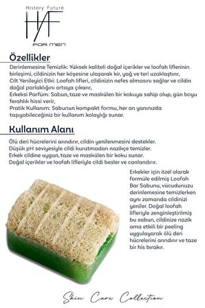 Erkeklere Özel Derin Temizlik & Yenileyici Doğal Peeling Etkili Lifli Loofah Bar Sabunu 135 g