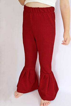 Kız Çocuk Siyah Ispanyol Paça Yüksek Bel Lastikli Tayt Pantolon