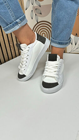 Günlük Kadın Sneaker Bağcıklı Tırtıklı Taban Süet Detaylı Yürüyüş Spor Ayakkabı 07