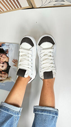 Günlük Kadın Sneaker Bağcıklı Tırtıklı Taban Süet Detaylı Yürüyüş Spor Ayakkabı 07