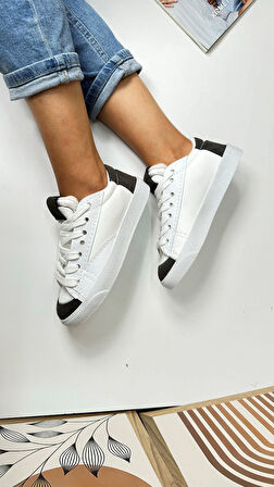 Günlük Kadın Sneaker Bağcıklı Tırtıklı Taban Süet Detaylı Yürüyüş Spor Ayakkabı 07