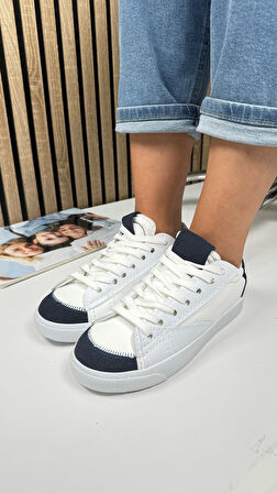 Günlük Kadın Sneaker Bağcıklı Tırtıklı Taban Süet Detaylı Yürüyüş Spor Ayakkabı 07