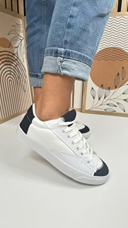 Günlük Kadın Sneaker Bağcıklı Tırtıklı Taban Süet Detaylı Yürüyüş Spor Ayakkabı 07