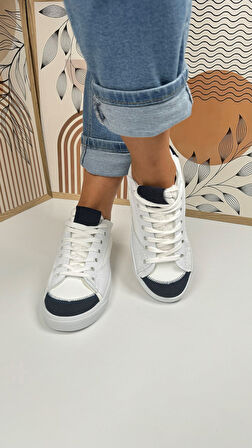 Günlük Kadın Sneaker Bağcıklı Tırtıklı Taban Süet Detaylı Yürüyüş Spor Ayakkabı 07