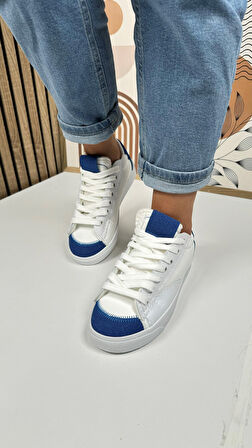 Günlük Kadın Sneaker Bağcıklı Tırtıklı Taban Süet Detaylı Yürüyüş Spor Ayakkabı 07