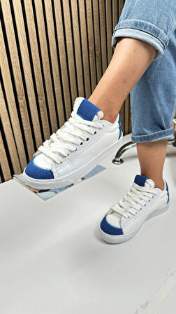 Günlük Kadın Sneaker Bağcıklı Tırtıklı Taban Süet Detaylı Yürüyüş Spor Ayakkabı 07