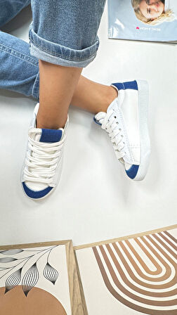 Günlük Kadın Sneaker Bağcıklı Tırtıklı Taban Süet Detaylı Yürüyüş Spor Ayakkabı 07