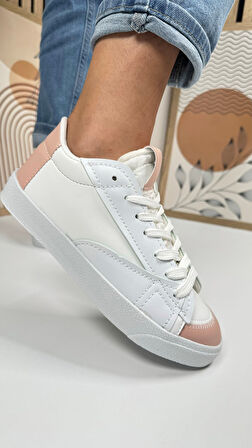 Günlük Kadın Sneaker Bağcıklı Tırtıklı Taban Süet Detaylı Yürüyüş Spor Ayakkabı 07