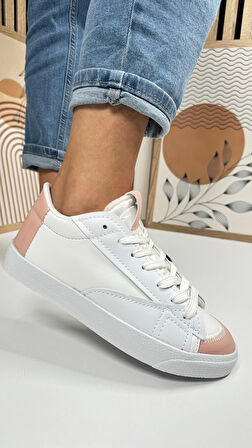 Günlük Kadın Sneaker Bağcıklı Tırtıklı Taban Süet Detaylı Yürüyüş Spor Ayakkabı 07