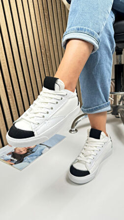 Günlük Kadın Sneaker Bağcıklı Tırtıklı Taban Süet Detaylı Yürüyüş Spor Ayakkabı 07