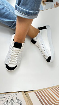 Günlük Kadın Sneaker Bağcıklı Tırtıklı Taban Süet Detaylı Yürüyüş Spor Ayakkabı 07