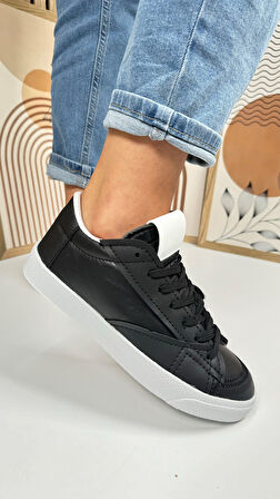 Günlük Kadın Sneaker Bağcıklı Tırtıklı Taban Süet Detaylı Yürüyüş Spor Ayakkabı 07