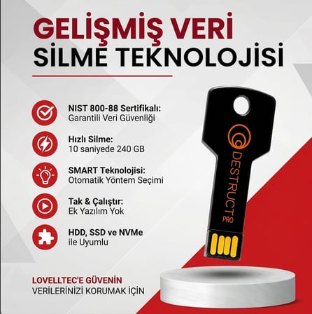Lovell Destruct PRO Sabit Disk Veri Silgisi Bilgisayar Verilerini Kalıcı Olarak Silme