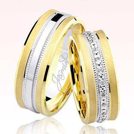 Beyaz Sarı Altın Alyans 0701-2