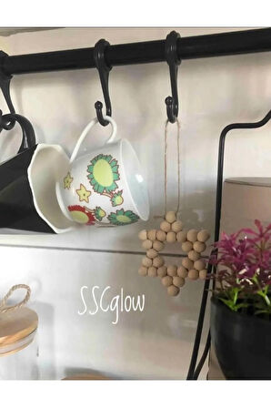 Dekoratif Ahşap Boncuklu Yıldız 2'li Set