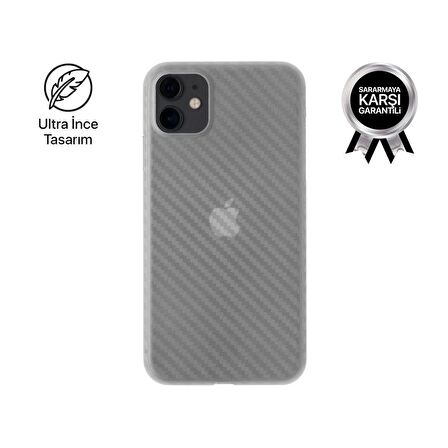 iPhone 11 Telefon Kılıfı Carbon Beyaz