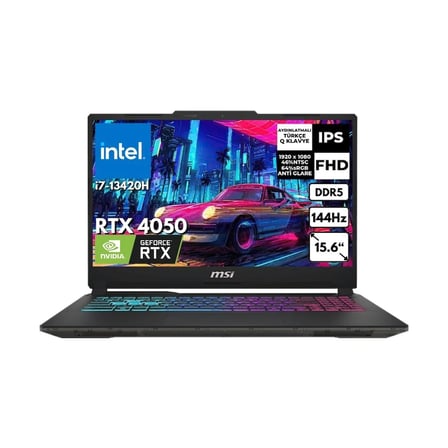 MSI Msı Cyborg 15 I5-13420H 24 GB 4 Tbssd 6gb RTX4050 15.6" Fhd 144Hz Windows 11 Pro Gaming Notebook A13VE-1478XTR BT56