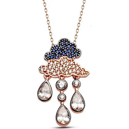 Azemax 925 Ayar Gümüş Zirkon Taşlı Damla Bulut Kolye