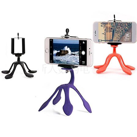 Esnek Kıvrılabilir Elastik Mini Ahtapot Tripod Stand-Pembe