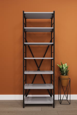 Modern 6 Raflı Metal Kitaplık Üçlü Ayrılabilir Modül Dekoratif Çok Amaçlı Kitaplık METALK01 