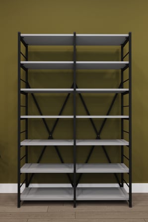 Modern 12 Raflı Metal Kitaplık Üçlü Ayrılabilir Modül Dekoratif Çok Amaçlı Kitaplık METALK02