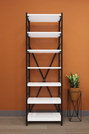 Modern 6 Raflı Metal Kitaplık Üçlü Ayrılabilir Modül Dekoratif Çok Amaçlı Kitaplık METALK01 