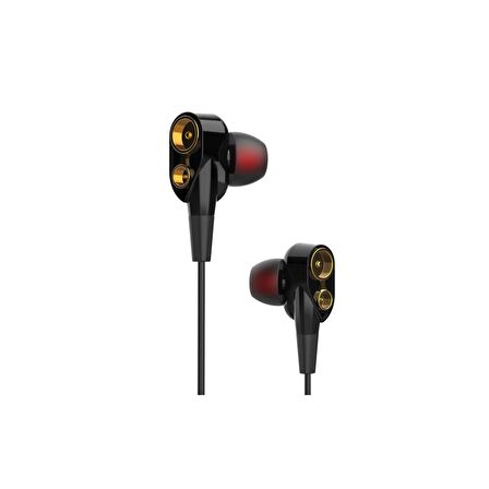 Tecno Hot Beats 3D Hifi 4 Hoparlörlü Camon 18 3.5mm Jack Girişli Kablolu Mikrofonlu Kulaklık Siyah