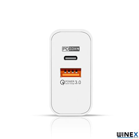 Winex USB 65 Watt Hızlı Şarj Aleti Beyaz