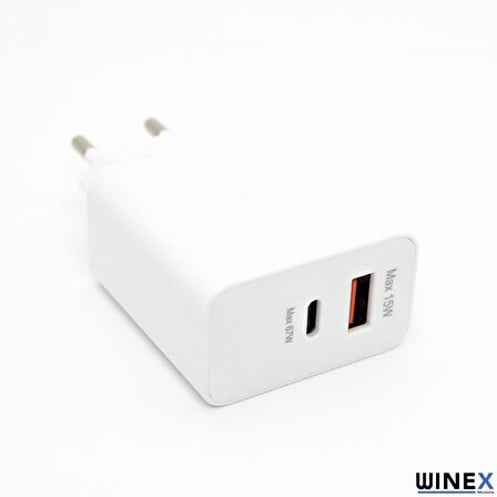 Winex USB 67 Watt Hızlı Şarj Aleti Beyaz