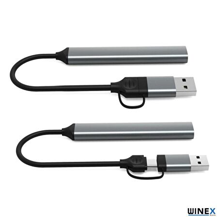 Winex 4in1 UsbA ve Type-C To UsbA 3.01 Çoklayıcı Hub Adaptör