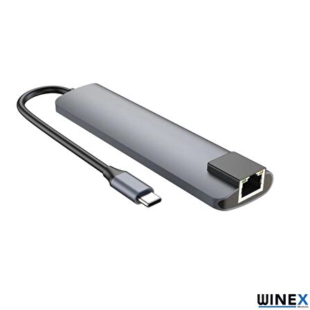 Winex 7in1 USB Type-C Hub Port Adaptör HDMI USB Ethernet PD Girişli