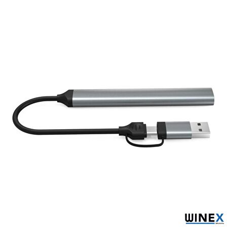 Winex 5in1 UsbA ve Type-C To UsbA 3.01, TF, SD Çoklayıcı Hub Adaptör