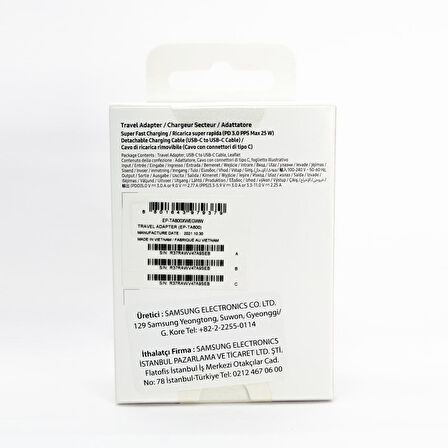 Samsung Type-C 25 Watt Hızlı Şarj Aleti Beyaz