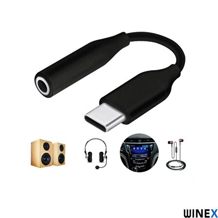 Winex UC10 Type-C to 3.5mm Jack Dönüştürücü Adaptör Siyah
