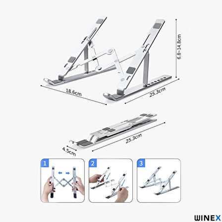 Winex Alüminyum Ayarlı Laptop Macbook Matebook Notebook Yükseltici Stand 3369