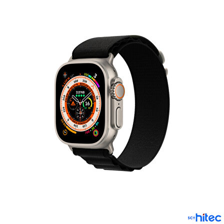 ScHitec 42-44mm Yeni Nesil Apple Uyumlu Akıllı Saat Kordonu Hasır Kancalı Siyah