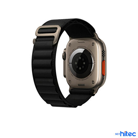 ScHitec 42-44mm Yeni Nesil Apple Uyumlu Akıllı Saat Kordonu Hasır Kancalı Siyah