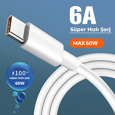 ScHitec 6A 60W Type-C to Type-C 2Metre Süper Hızlı Data ve Şarj Kablosu
