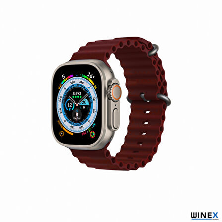 Winex 42-49mm Yeni Nesil Apple Uyumlu Akıllı Saat Kordonu Silikon Bordo