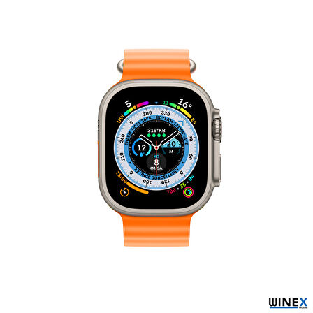 Winex 42-49mm Yeni Nesil Apple Uyumlu Akıllı Saat Kordonu Silikon Turuncu