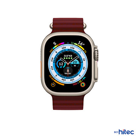 ScHitec 42-49mm Yeni Nesil Apple Uyumlu Akıllı Saat Kordonu Silikon Bordo
