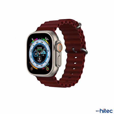 ScHitec 42-49mm Yeni Nesil Apple Uyumlu Akıllı Saat Kordonu Silikon Bordo