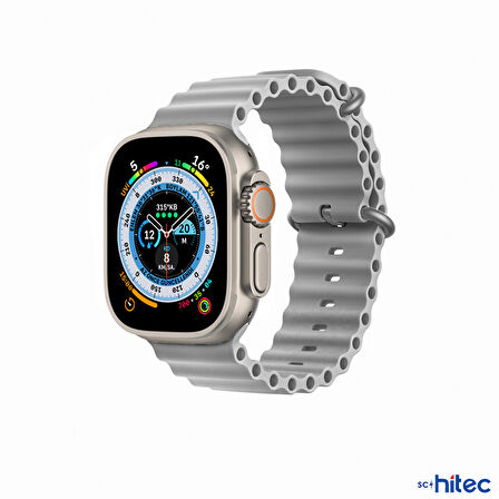 ScHitec 42-49mm Yeni Nesil Apple Uyumlu Akıllı Saat Kordonu Silikon Gri